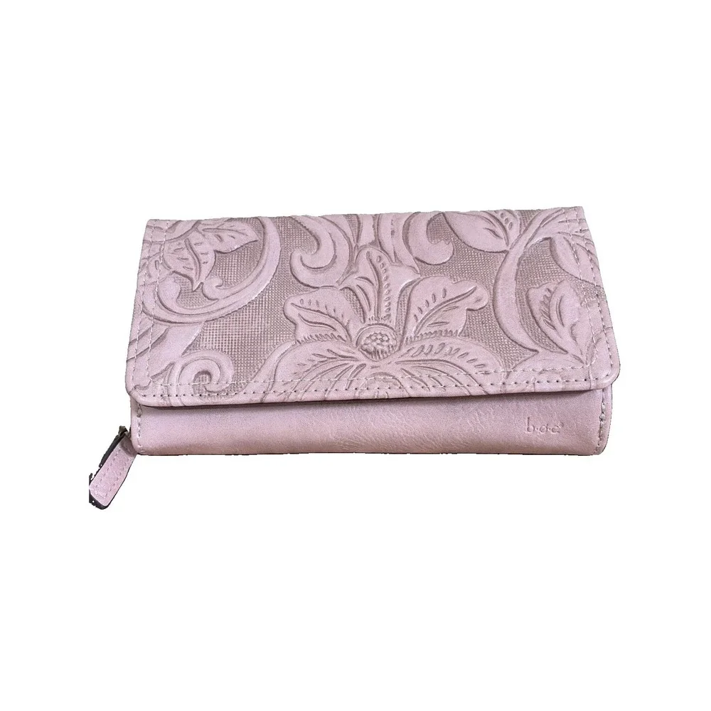 Born Concept Wallet Pink Floral Embossed Millstone Deluxe Card Bill Coin Slots